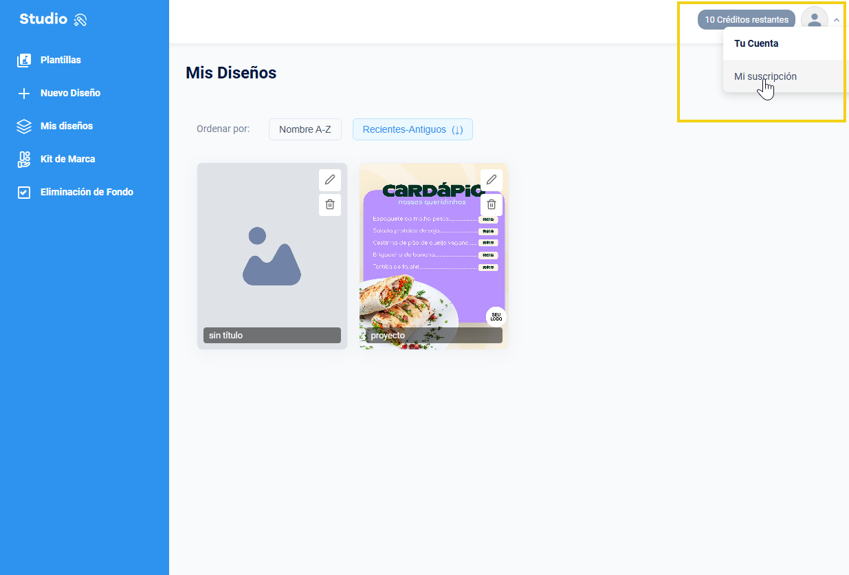 La imagen muestra que al hacer clic en el icono del panel se abre la opción de hacer clic en "Mi firma"