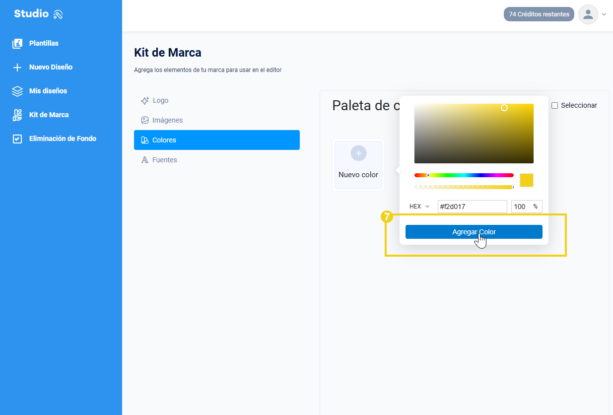 La imagen muestra los campos RGB