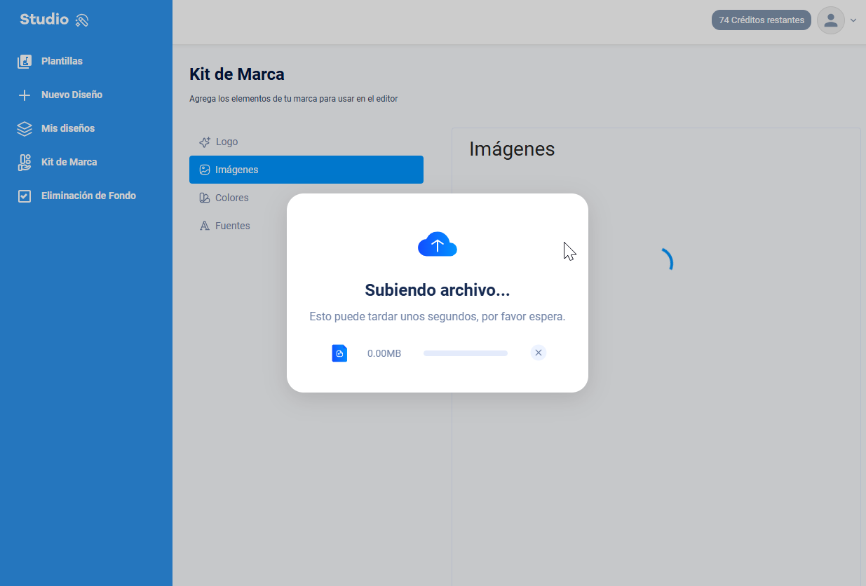 imagen mostrando que esta subiendo la imagen