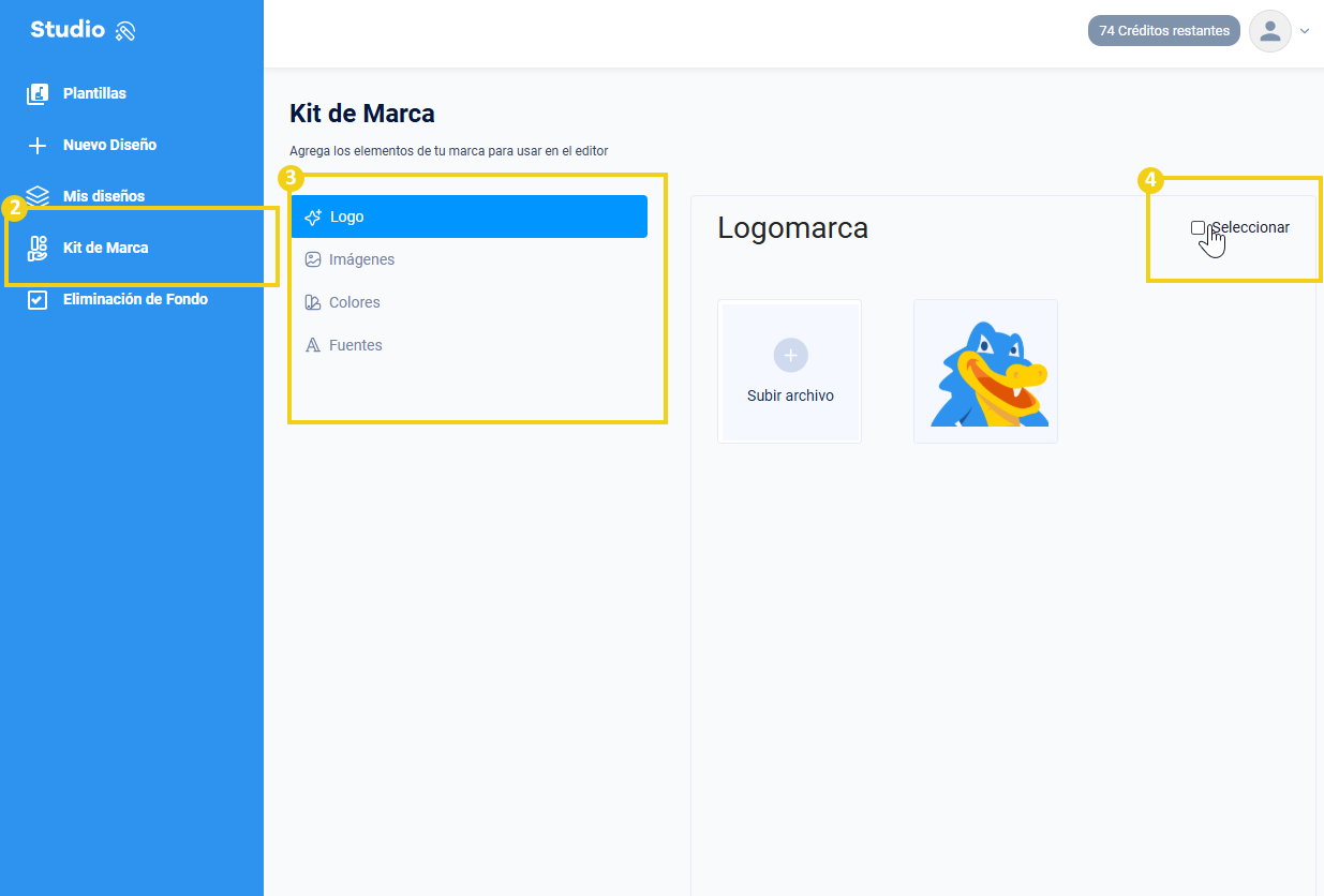 La imagen muestra que para eliminar es necesario acceder a la sección que desee y luego hacer clic en seleccionar para acceder al área de exclusión