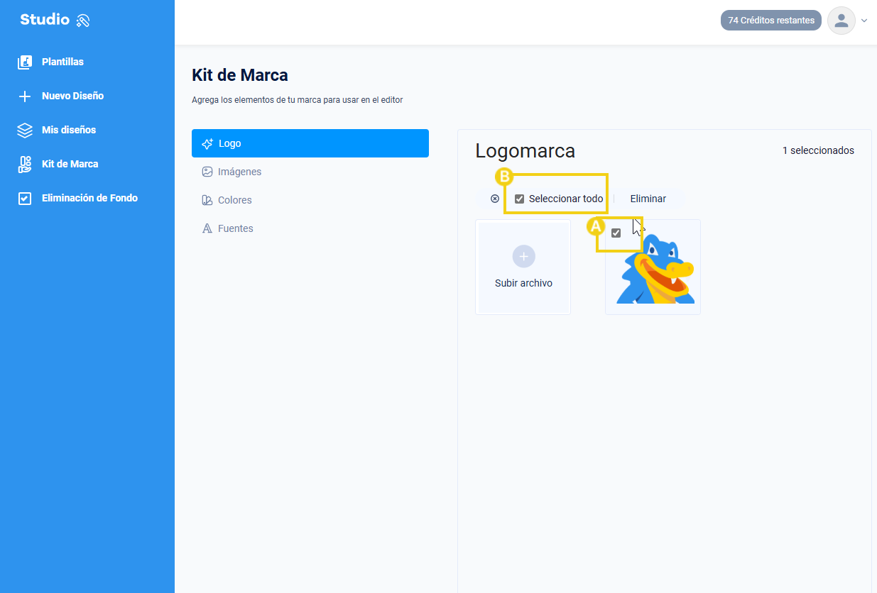 La imagen muestra que es posible eliminar un elemento o varios al mismo tiempo