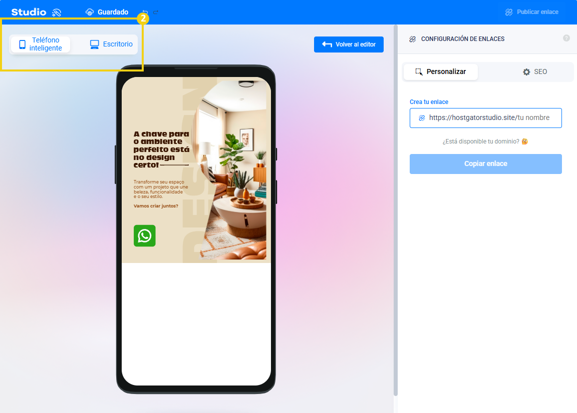 Vista previa del diseño en móvil y ordenador