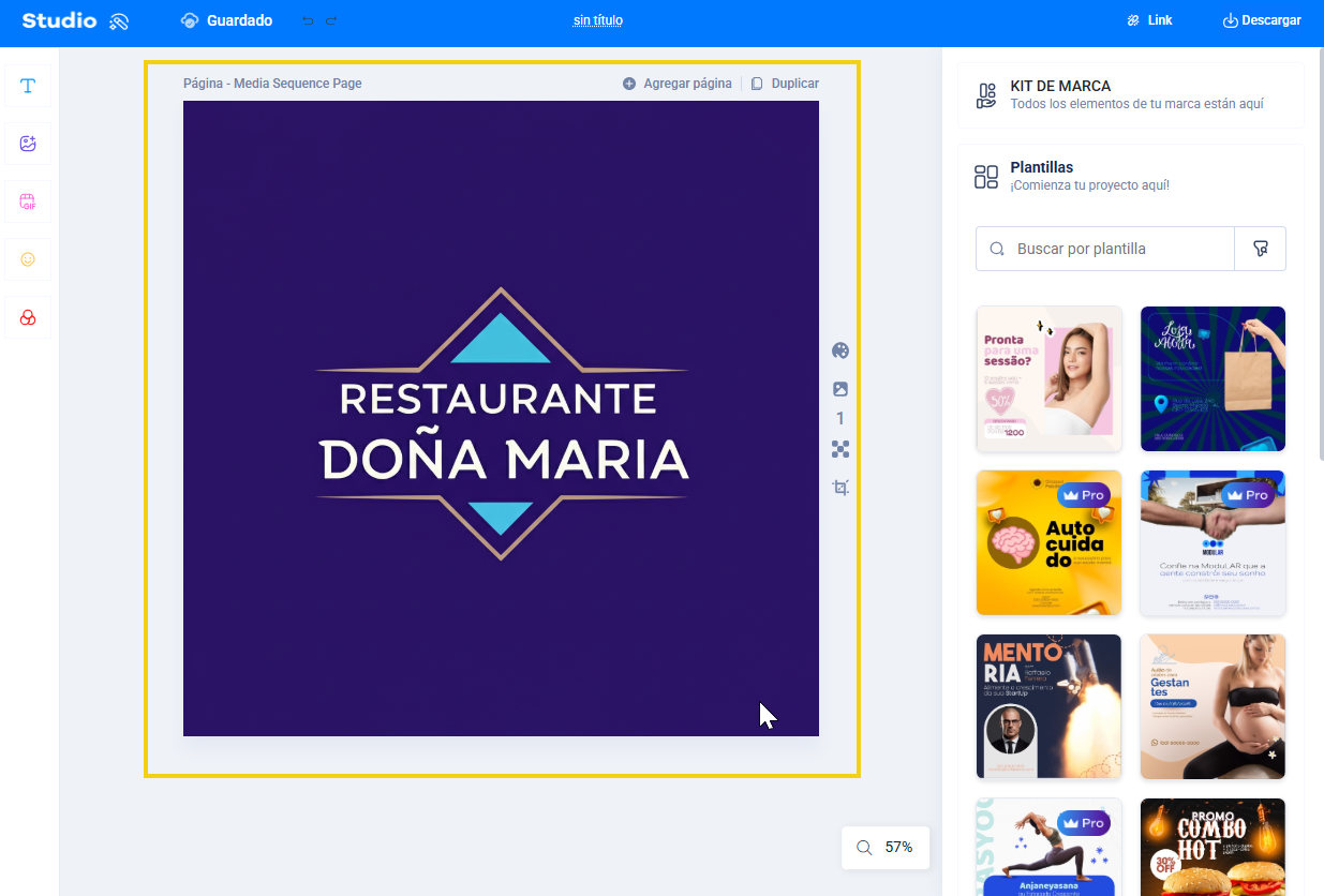 Imagen mostrando el logotipo en la plataforma de edición.