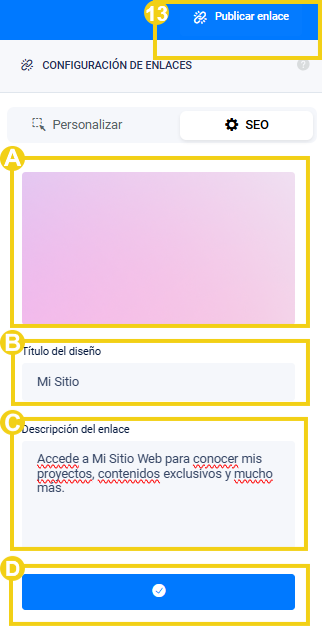 imagen mostrando las configuraciones de SEO