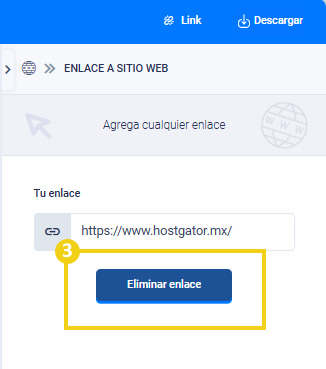 Imagen: muestra el botón para eliminar el enlace