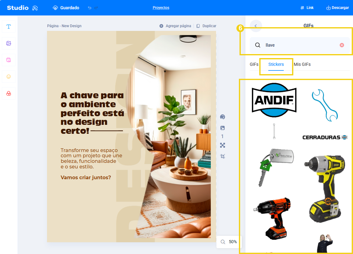 Imagen: muestra cómo buscar stickers por tema y ver los resultados