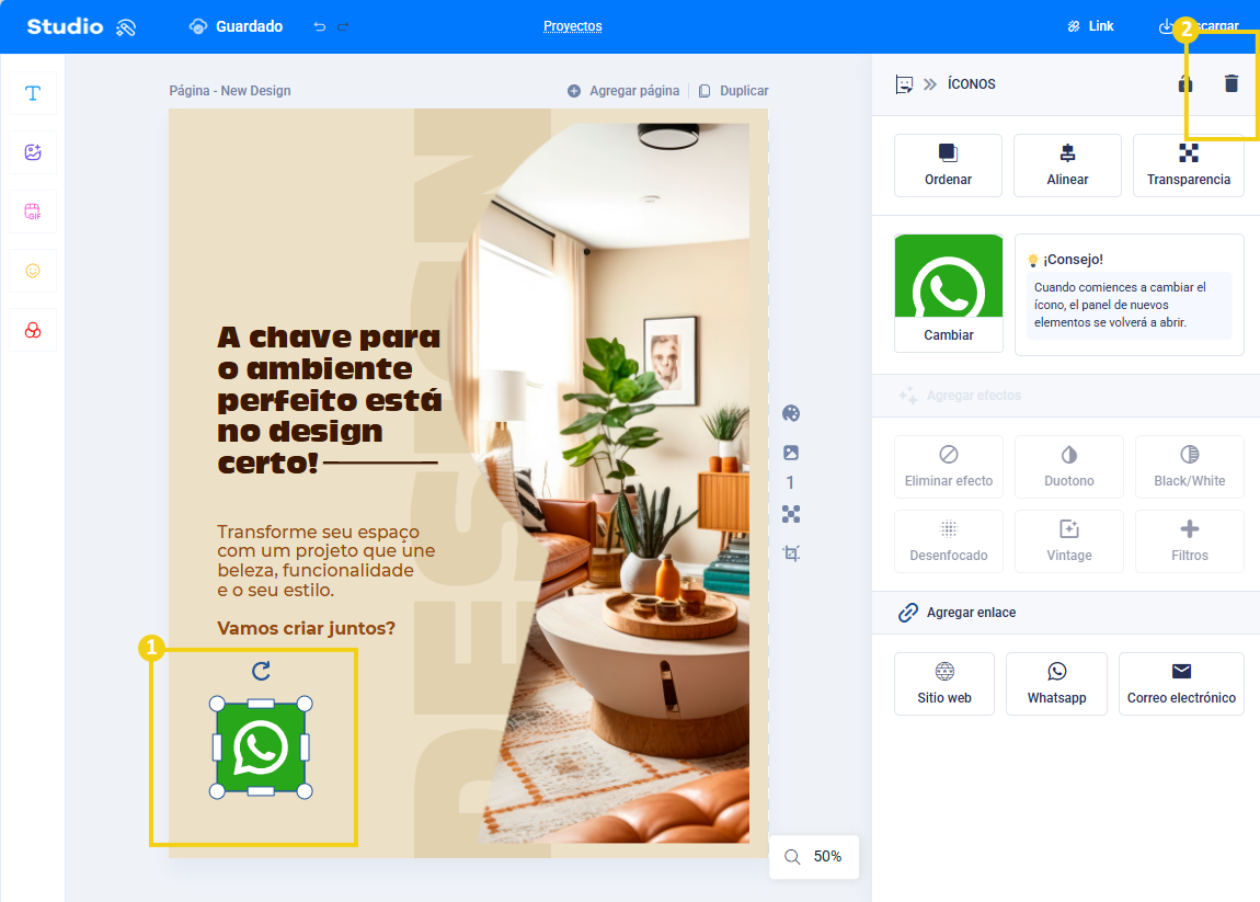 Imagen: muestra cómo eliminar un GIF, una forma o un ícono