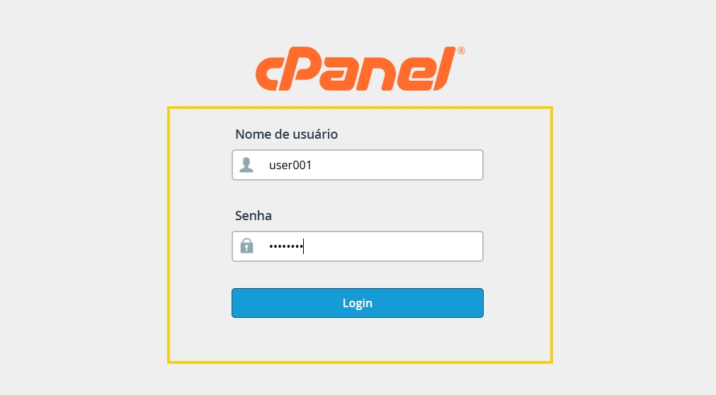 Pantalla de conexión de cPanel que muestra las opciones de acceso con los botones 'Entrar aquí' para diferentes configuraciones de firewall y conexión