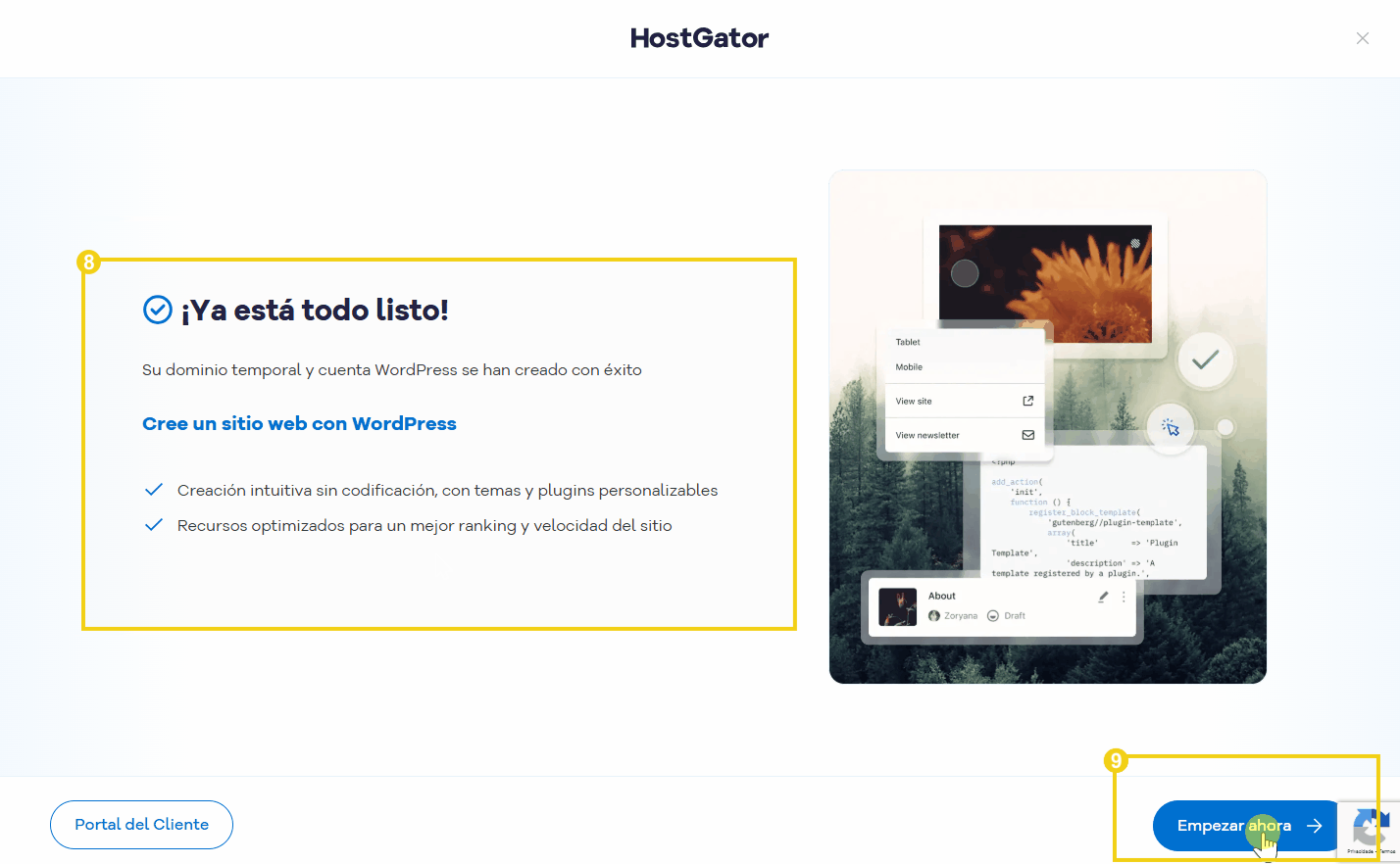 Imagen ilustrativa del mensaje presentado después de instalar WordPress
