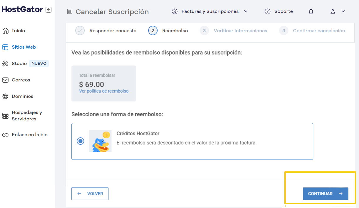imagen ilustrativa mostrando dentro del portal el cancelación con derecho a reembolso