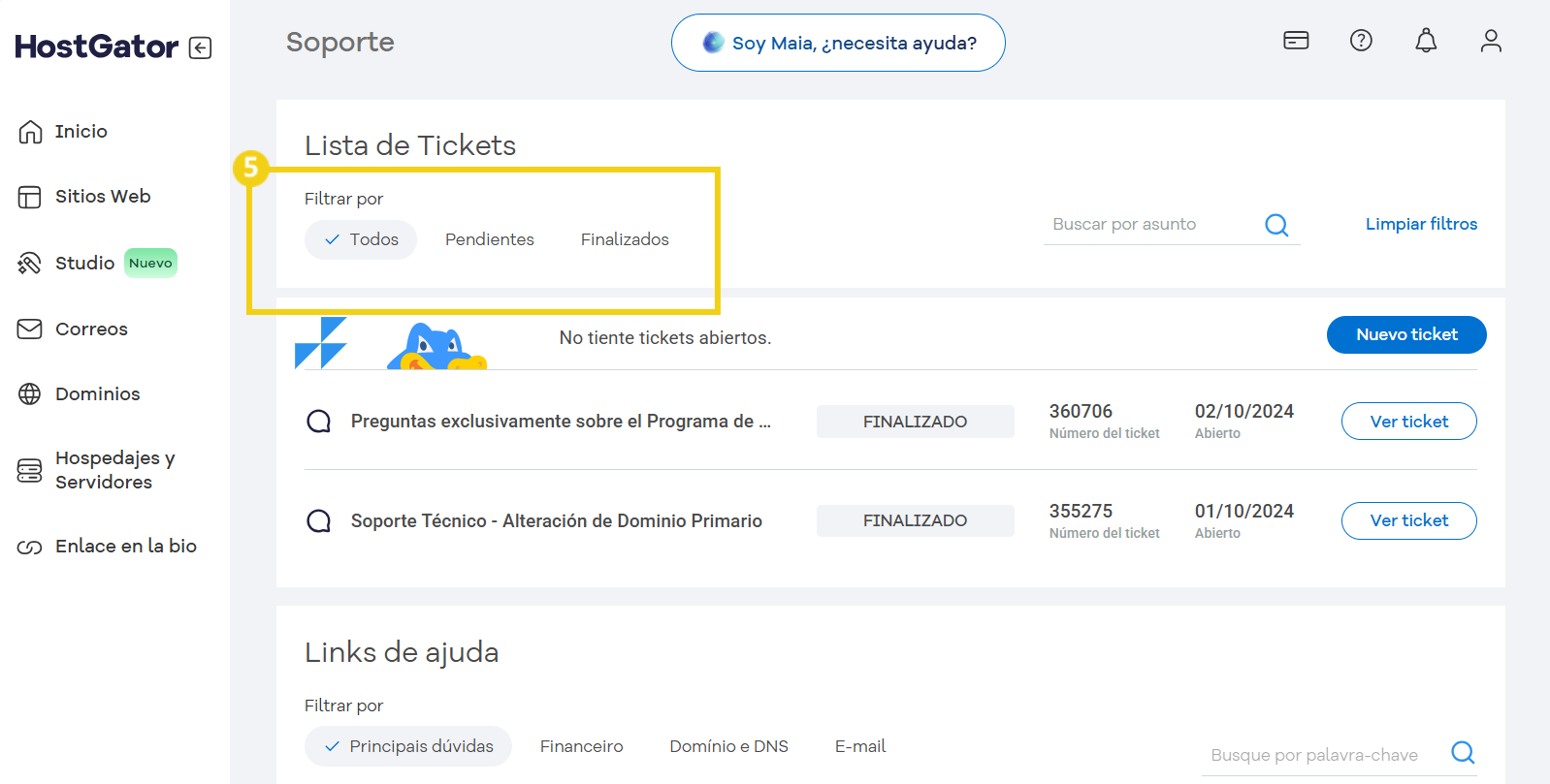 La imagen muestra que es posible filtrar por estado.