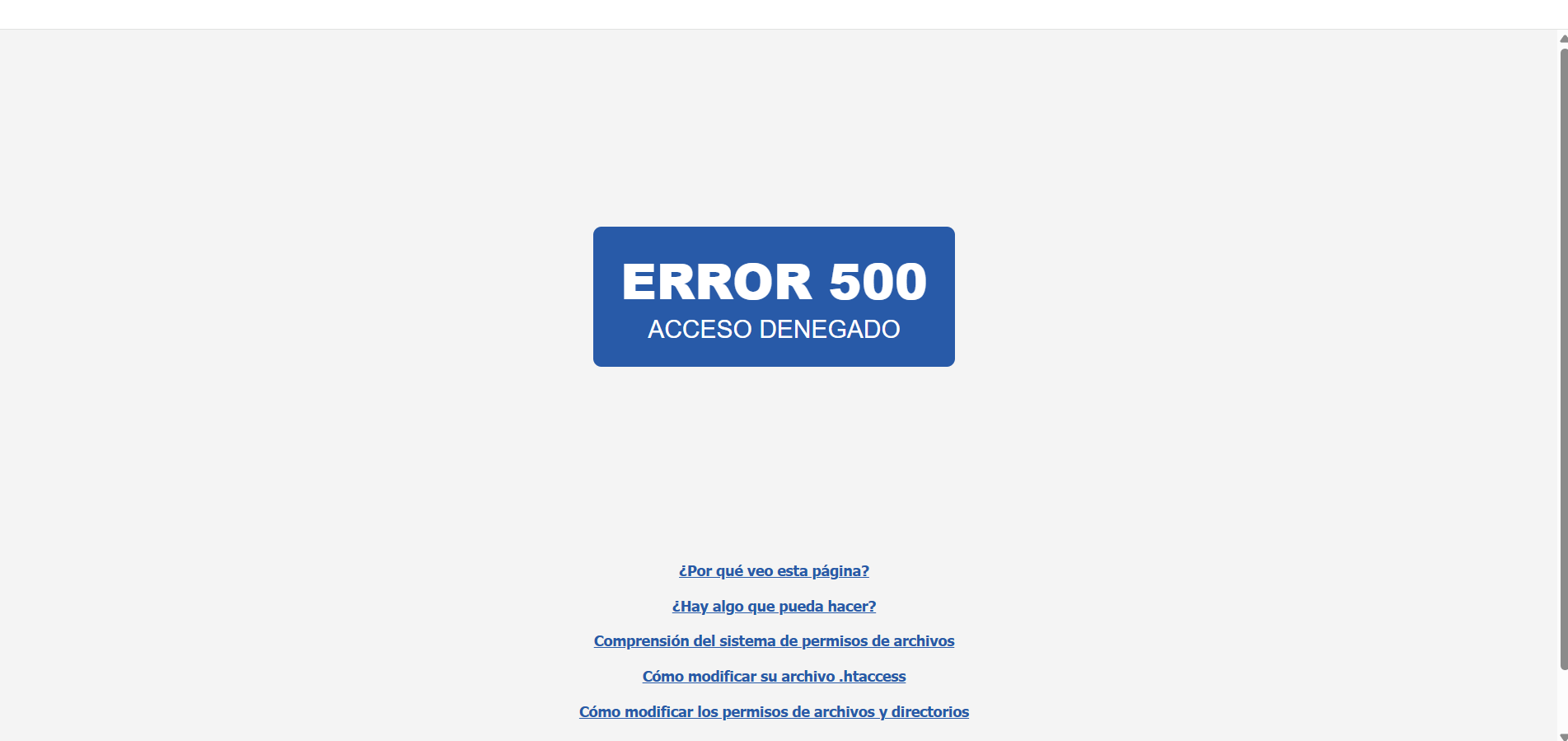 imagen ilustrando como aparece el error 500