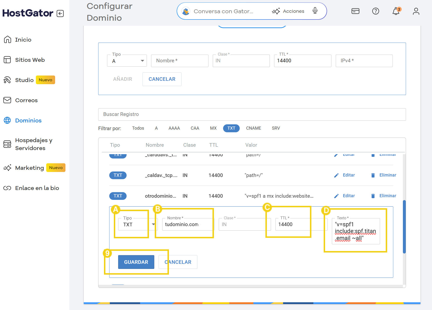 Configuración avanzada en la Zona de DNS en el panel de HostGator para mejorar la seguridad y la gestión de dominios