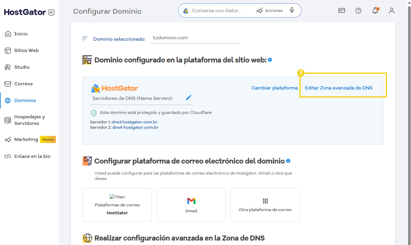 acceder zona dns