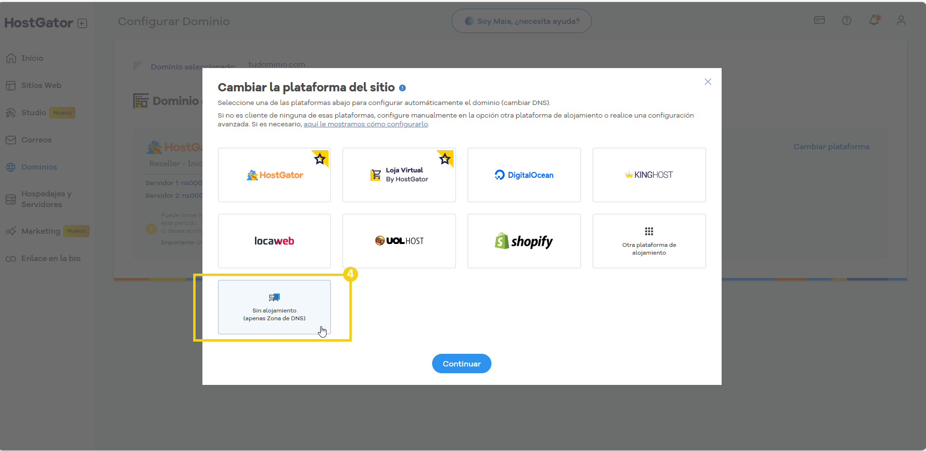 configurar dominio nuevo portal