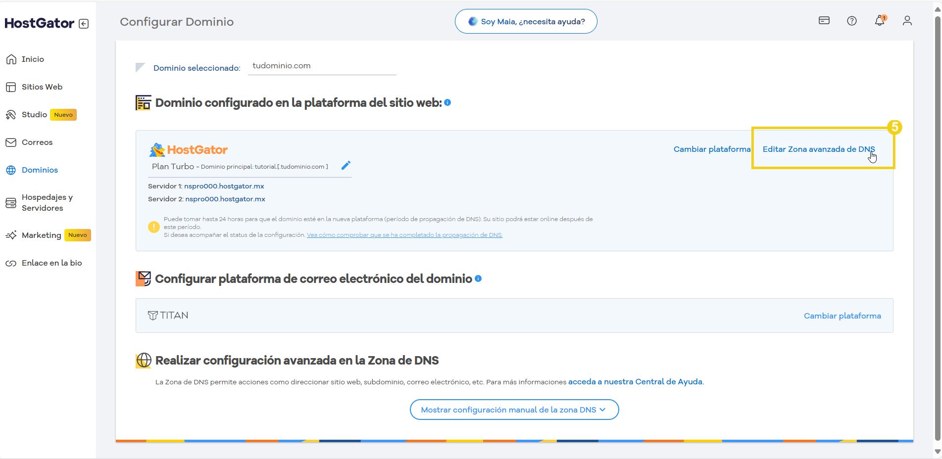 configuracion de dominio 