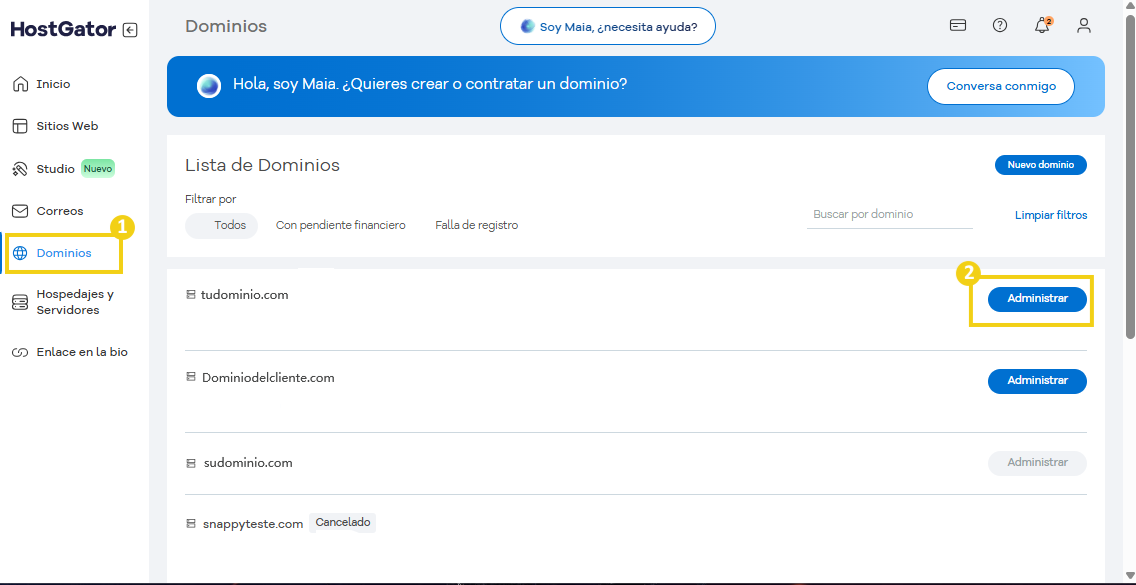 configurar dominio nuevo