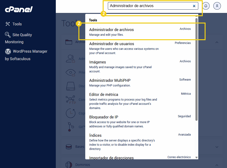 Tela do Gerenciador de Arquivos no cPanel, mostrando opções para gerenciar e editar arquivos do site. Ideal para usuários de hospedagem.