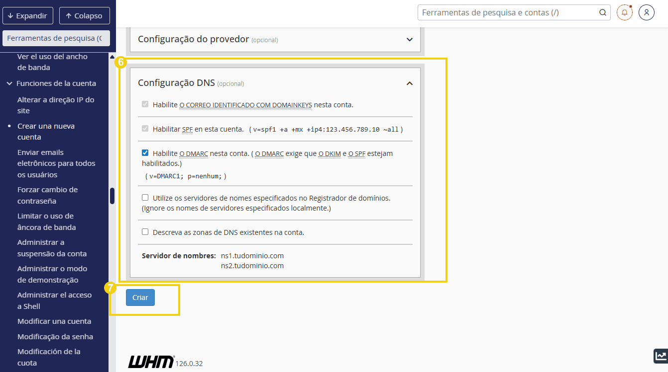 Imagen muestra la pantalla del cPanel para concluir la creación de la cuenta
