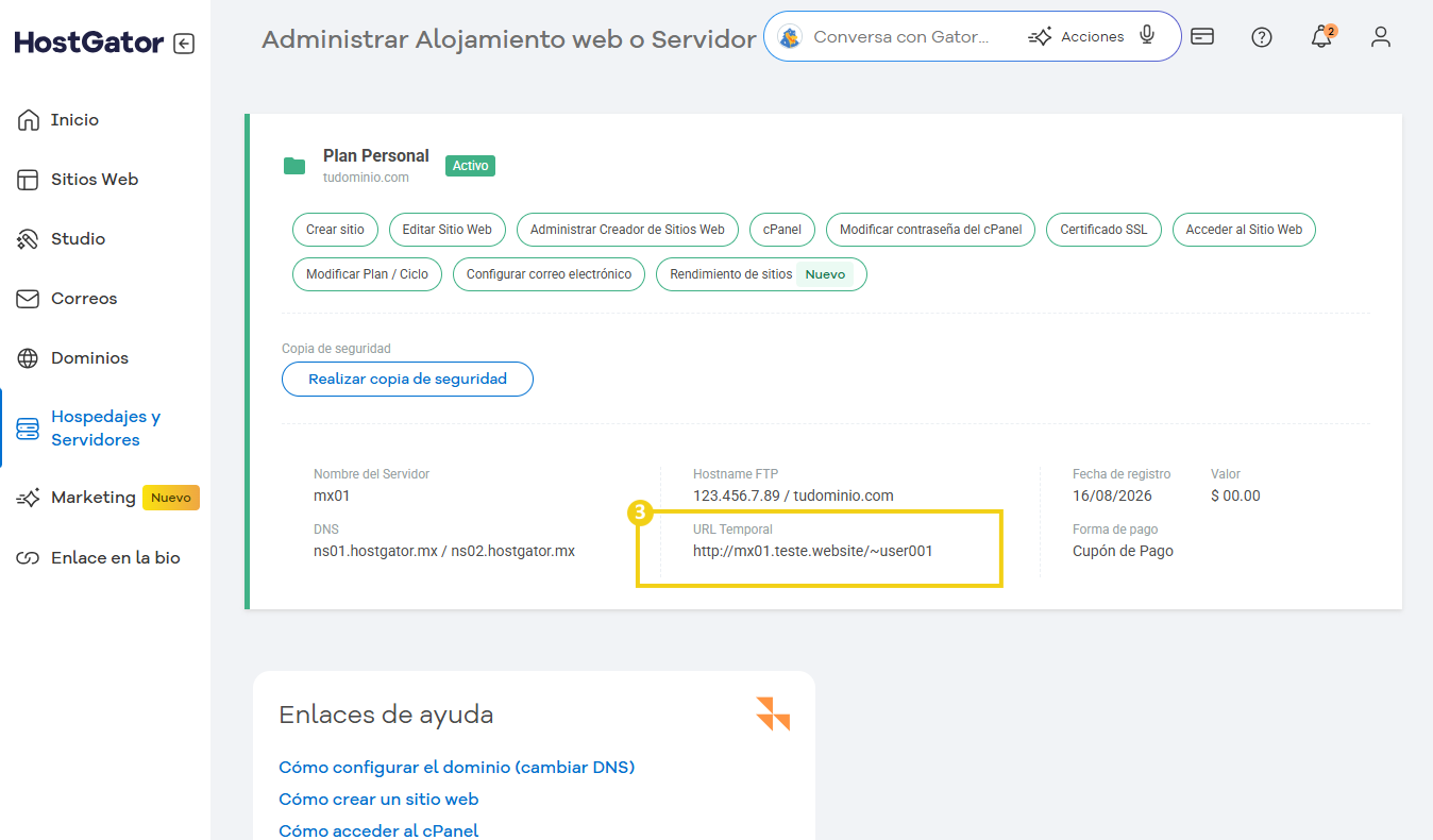 Cómo usar la URL temporal 2
