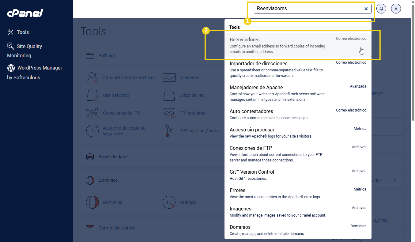 Como redirigir correos electrónicos en cPanel 