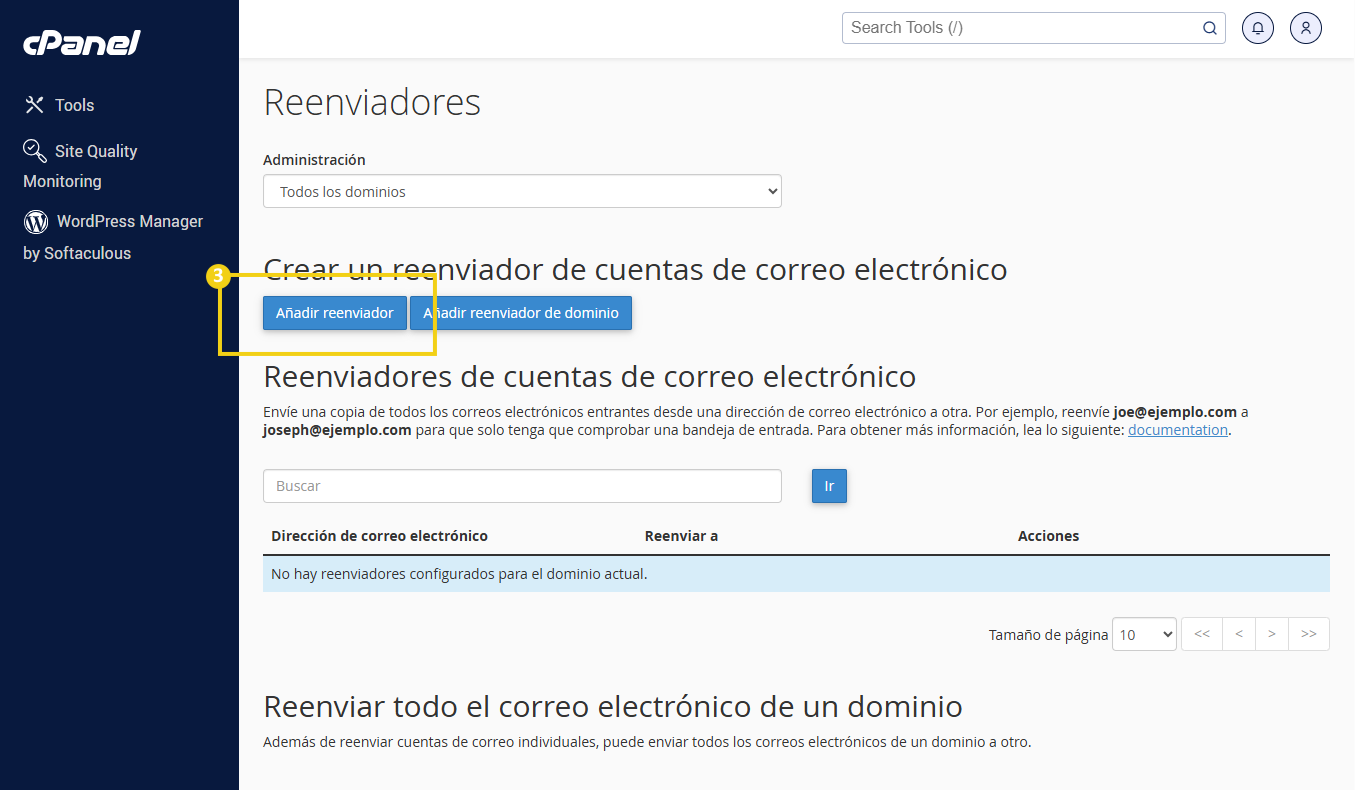 Como redirigir correos electrónicos en cPanel 