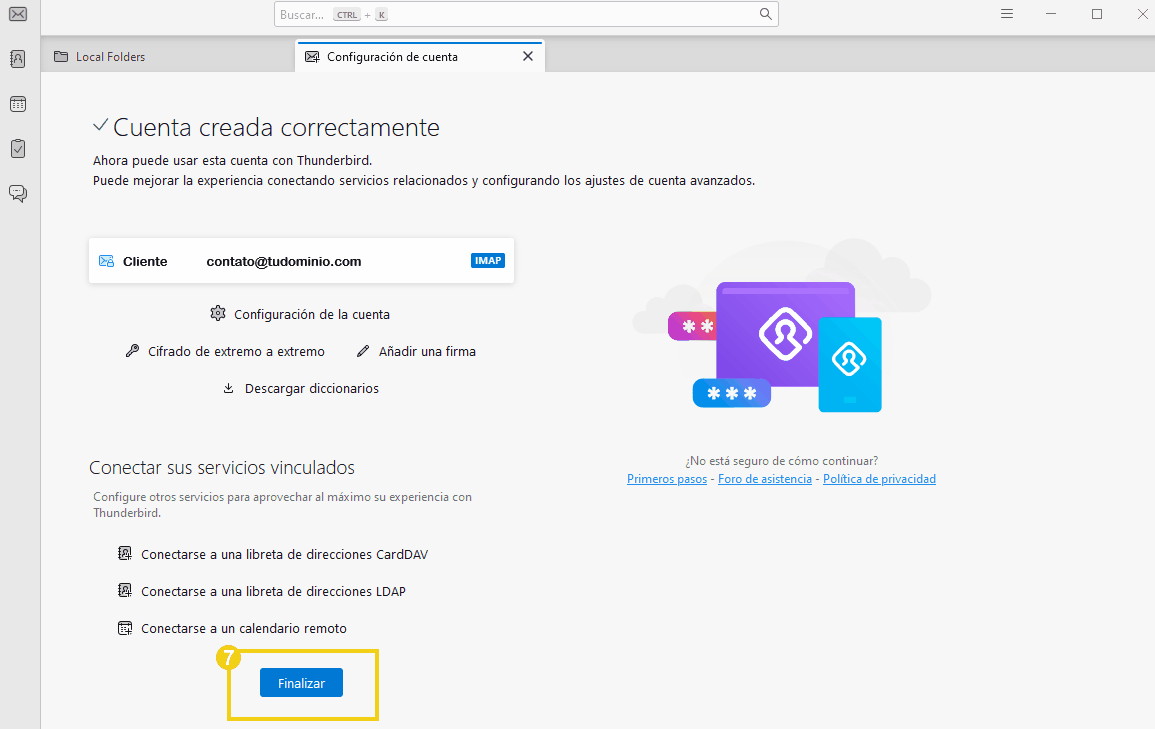 conta no thunderbird passo 7 POP