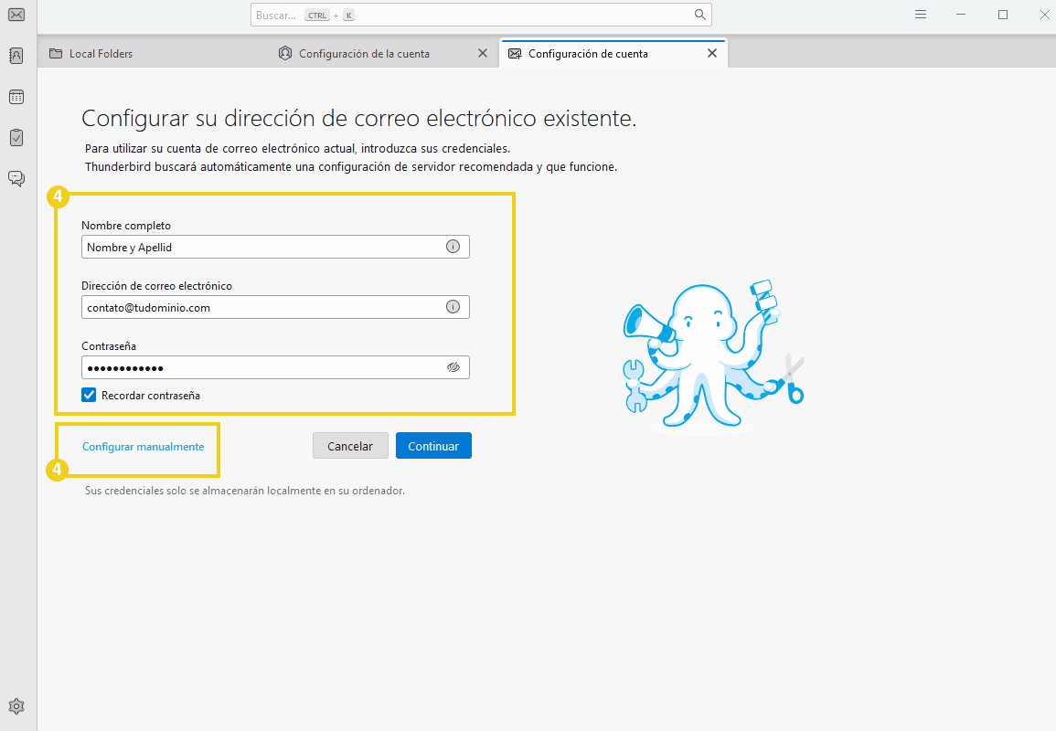 conta no thunderbird passo 4