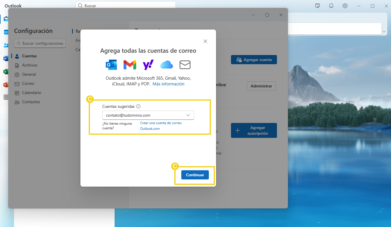 Cómo enviar y recibir correos electrónicos Titan a través de Outlook - Computador com conta 