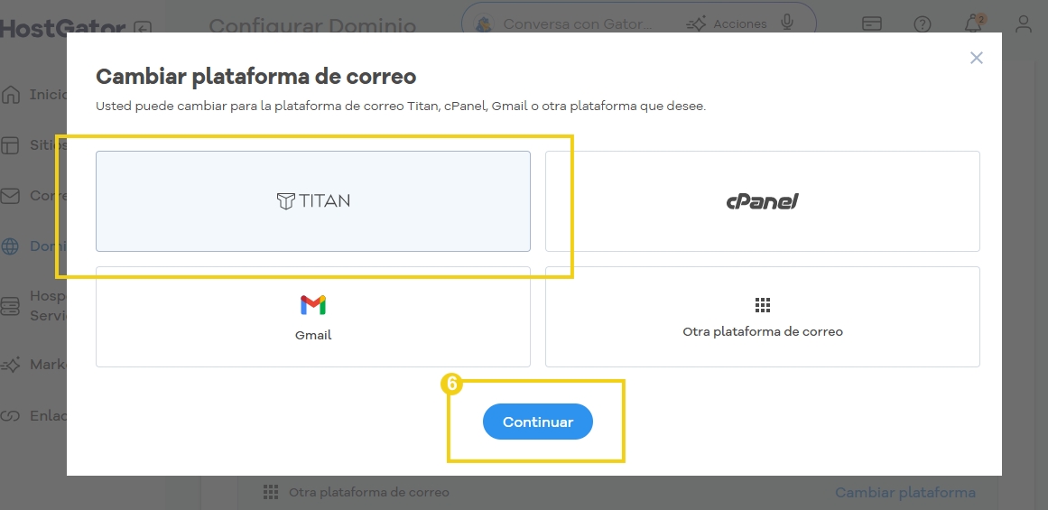 Imagen muestra la pantalla para elegir el Titan