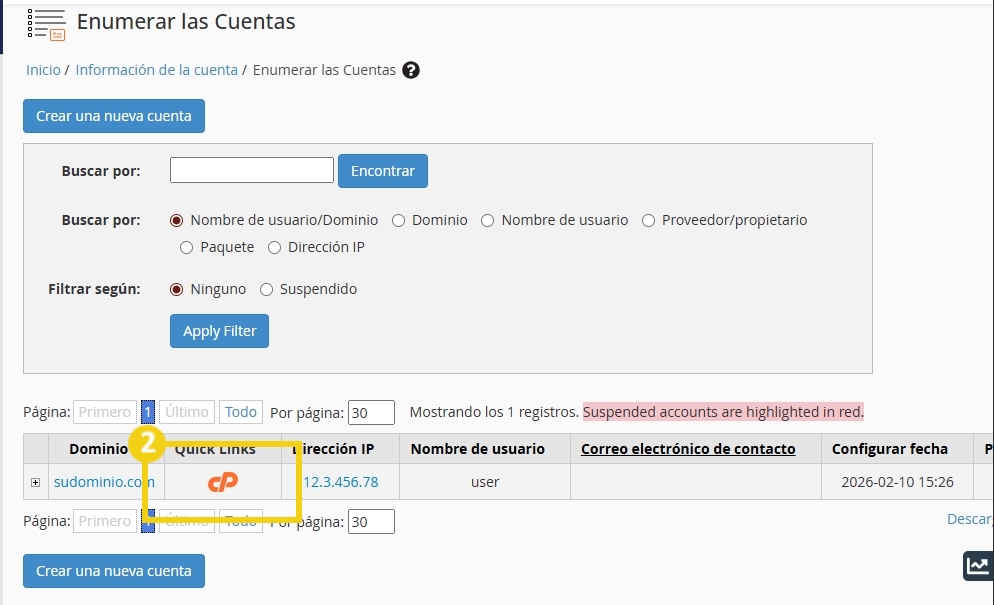 Imagen de la página de configuraciones de seguridad del panel de control del servidor WHM, destacando opciones de autenticación y protección de datos.