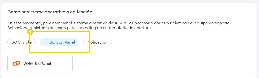 **Tradução (espanhol):** Imagen que muestra la plataforma HostGator de gestión de alojamientos y servidores, con énfasis en la opción “SO con Panel”.