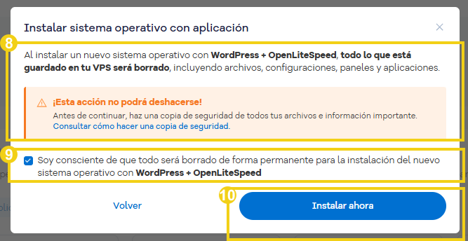 Imagen del Portal del Cliente, en la opción para instalación del sistema operativo con aplicación, destacando botón "Instalar ahora"