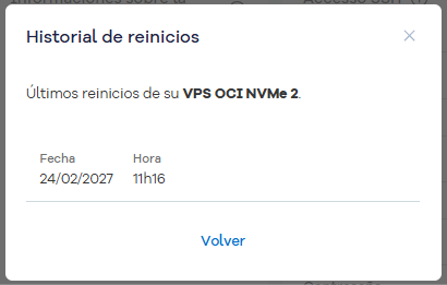 Historial de reinicios del sistema en una fecha y hora específicas.