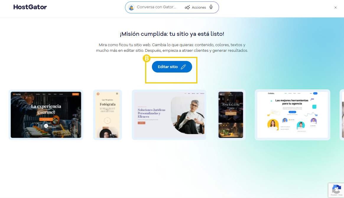 Imagen de la pantalla de finalización de publicación.