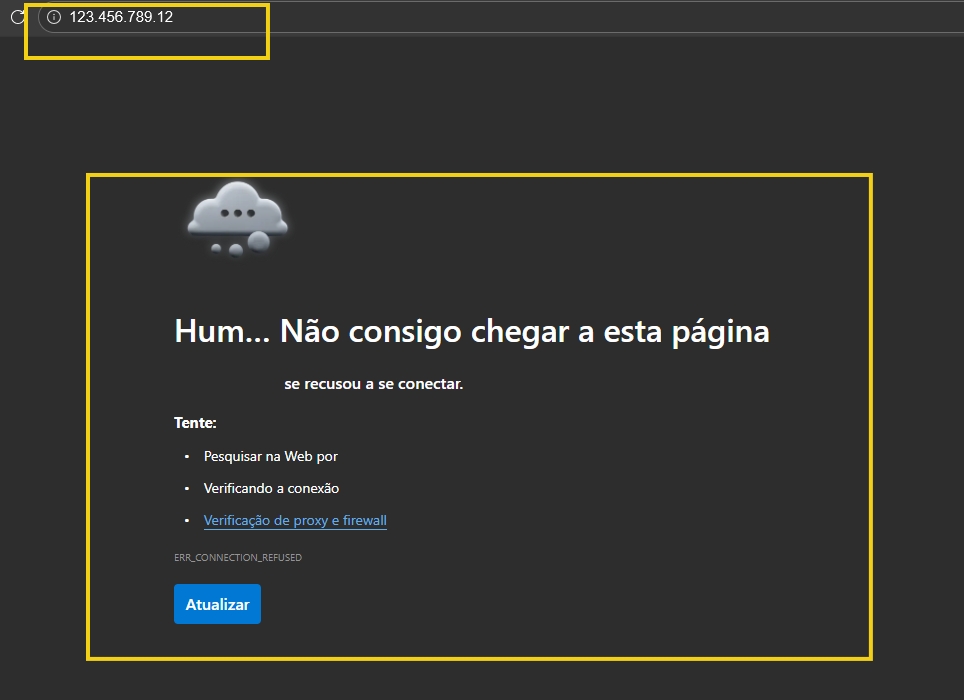 Imagen mostrando error de conexión en la página web, con mensaje 'Hum... No puedo llegar a esta página', e indicando intentos de solución, como verificar conexión y proxy.