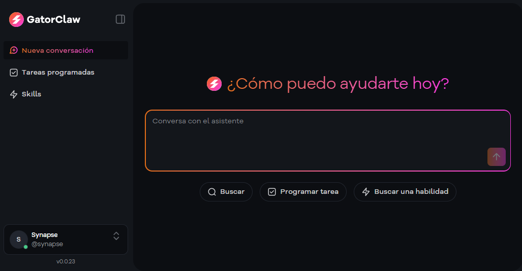 Imagen de la pantalla de un asistente virtual con el mensaje '¿Cómo puedo ayudarte hoy?' en destaque, orientada a la optimización de tareas y uso de inteligencia artificial, ideal para quienes buscan soporte digital eficiente.
