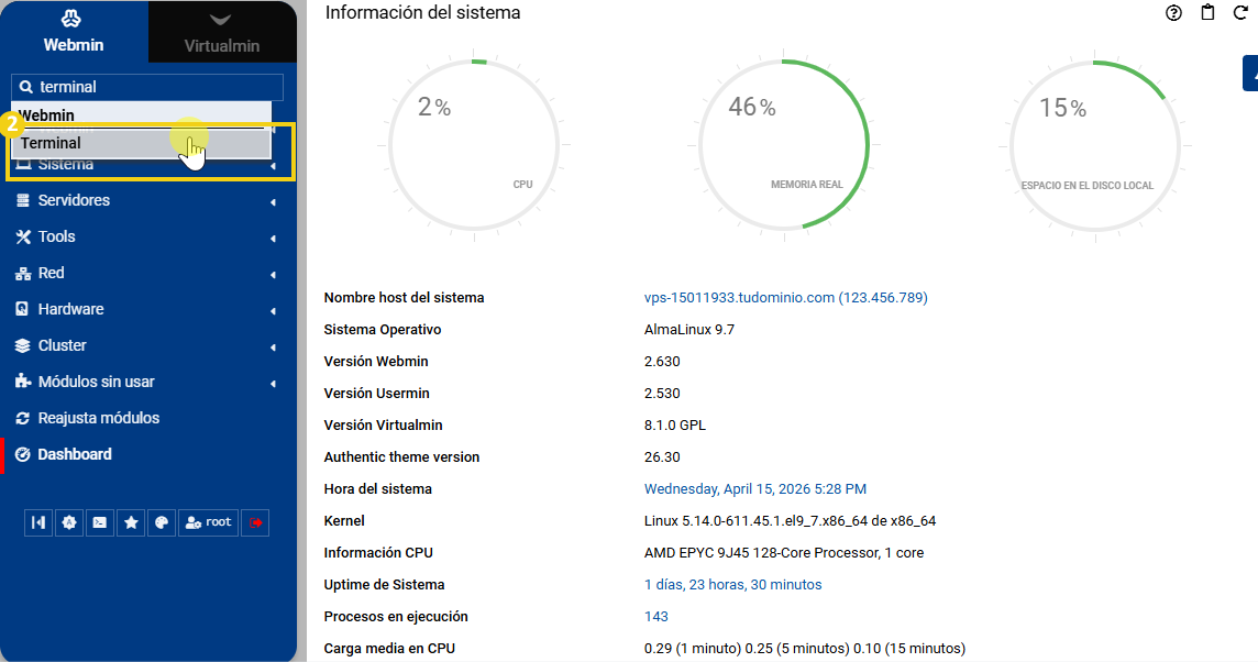 Campo de búsqueda con término terminal ingresado