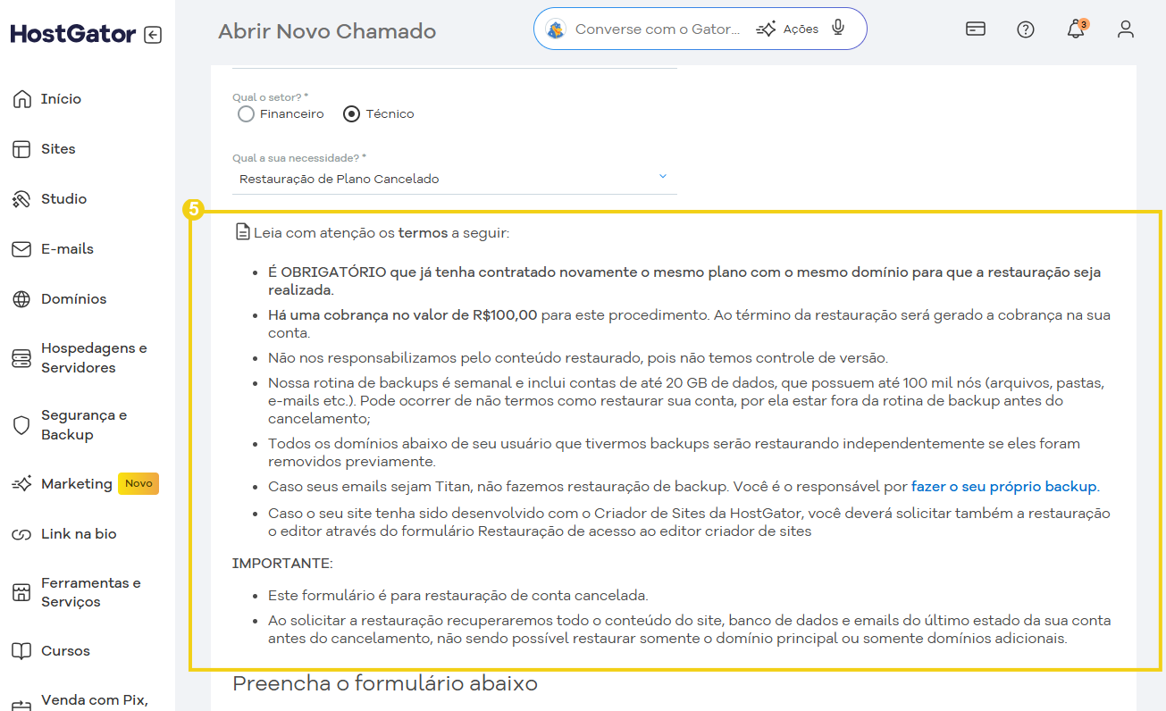 Términos de restauración de plan cancelado