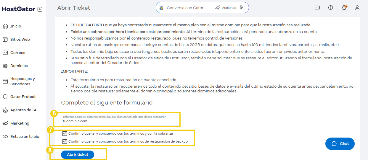 Imagen del formulario de la entrada donde se destaca la casilla de confirmación y la información importante.
