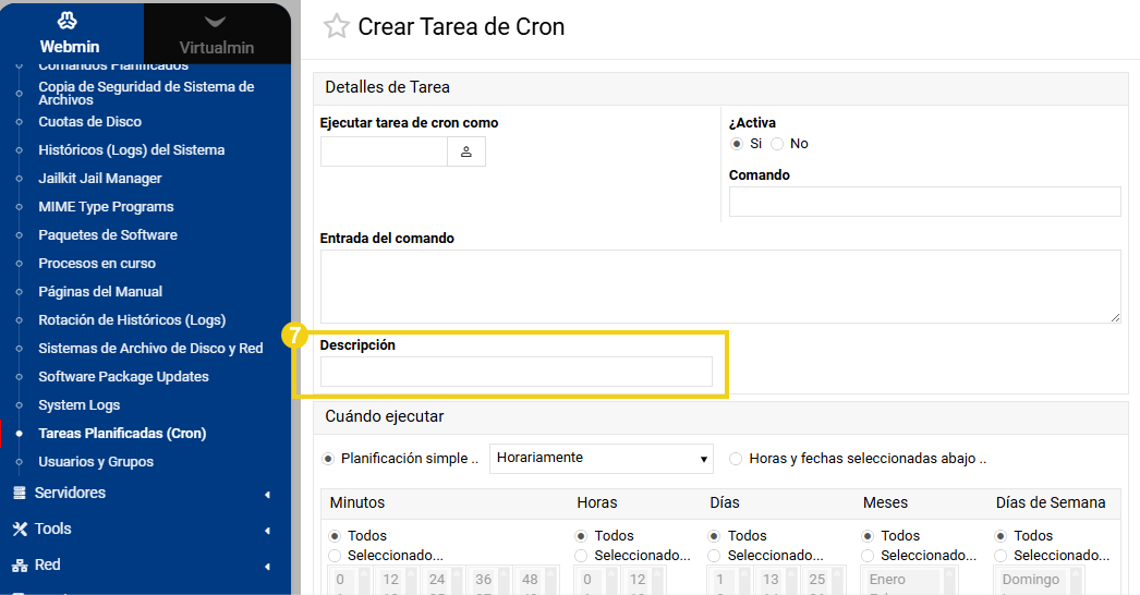 Campo "descripción" para identificar la rutina de backups