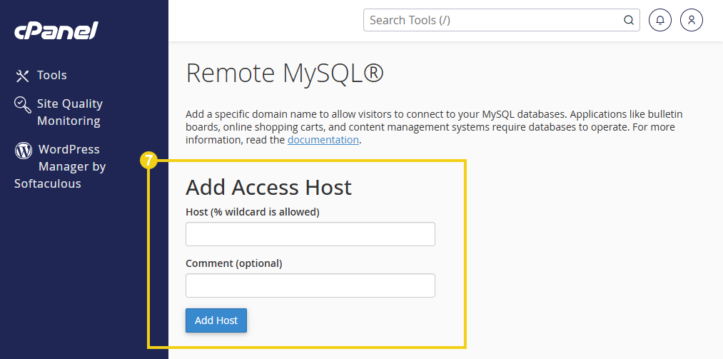 cPanel — pantalla para agregar las demás IPs del Gator Backup