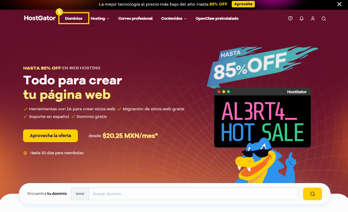 Página principal con destaque en planes accesibles y soporte 24h para crecimiento online