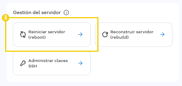 Imagen ilustrativa del reinicio de una máquina, donde se destaca el botón "Reiniciar" 