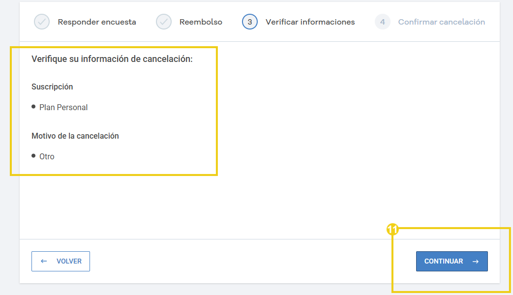 Cancelación de suscripción en HostGator con detalles del plan Emprendedor y la información de reembolso con créditos.
