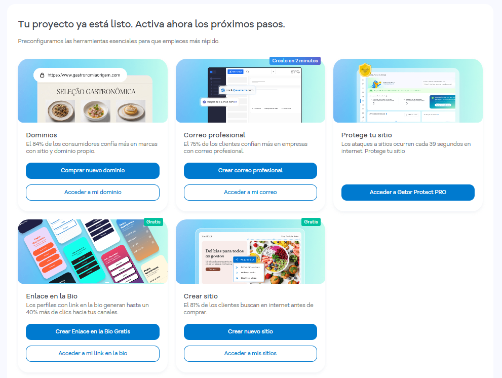Portal del Cliente — pantalla inicial con la sección Tu proyecto ya está listo