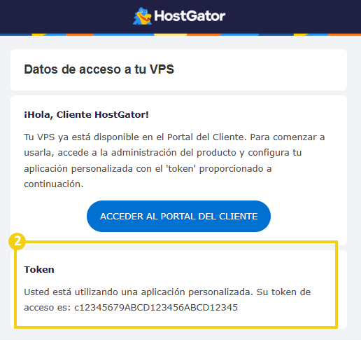 Correo enviado por HostGator con los datos de acceso del plan VPS