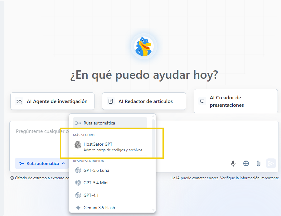 AllPass — pantalla de HostGator GPT con la protección de datos