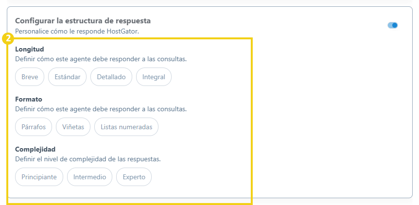 AllPass — configuraciones de la sección “Configurar estructura de las respuestas”