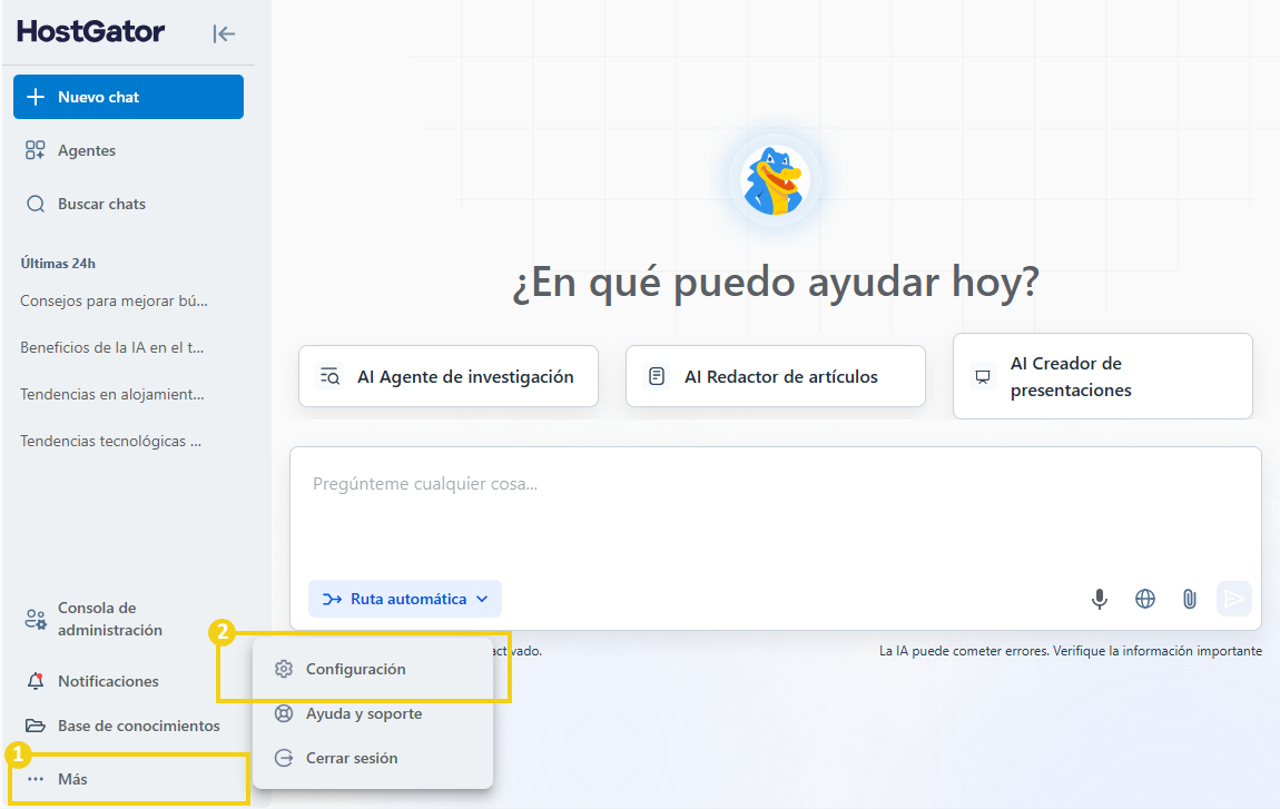 Pantalla de conversación de AllPass — botón de configuración en destaque